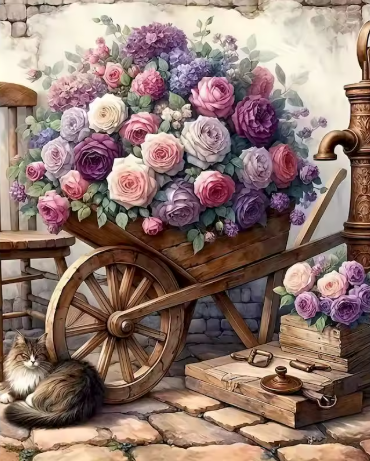Malen nach Zahlen - Blumenwagen