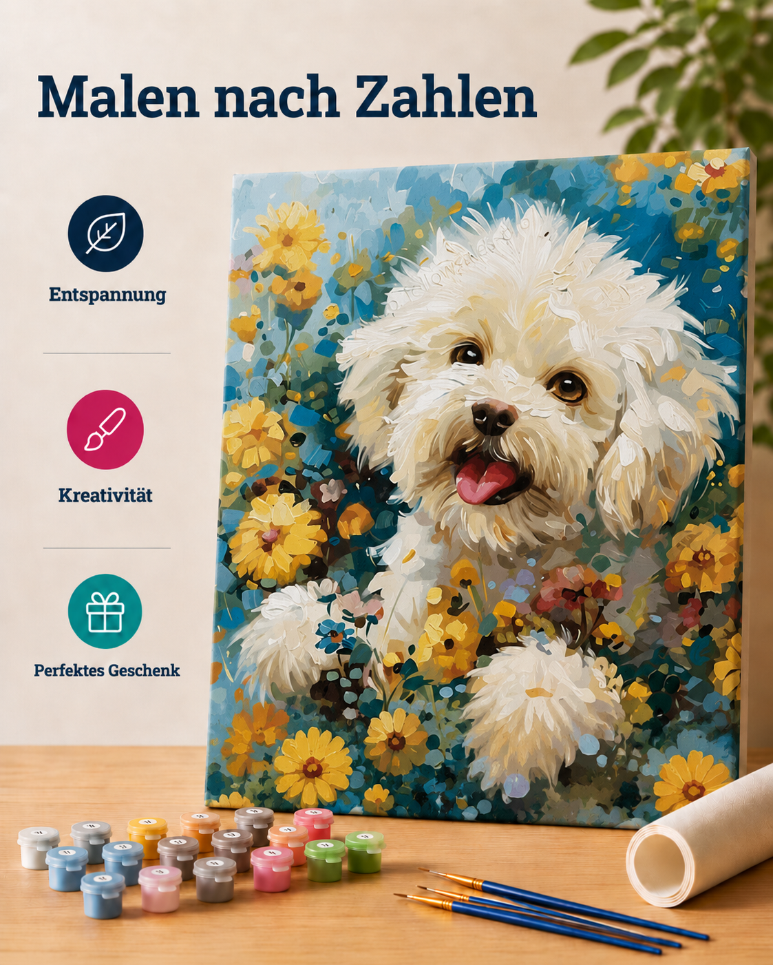 Malen nach Zahlen - Kuschelpfote im Frühling