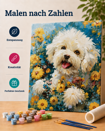 Malen nach Zahlen - Kuschelpfote im Frühling