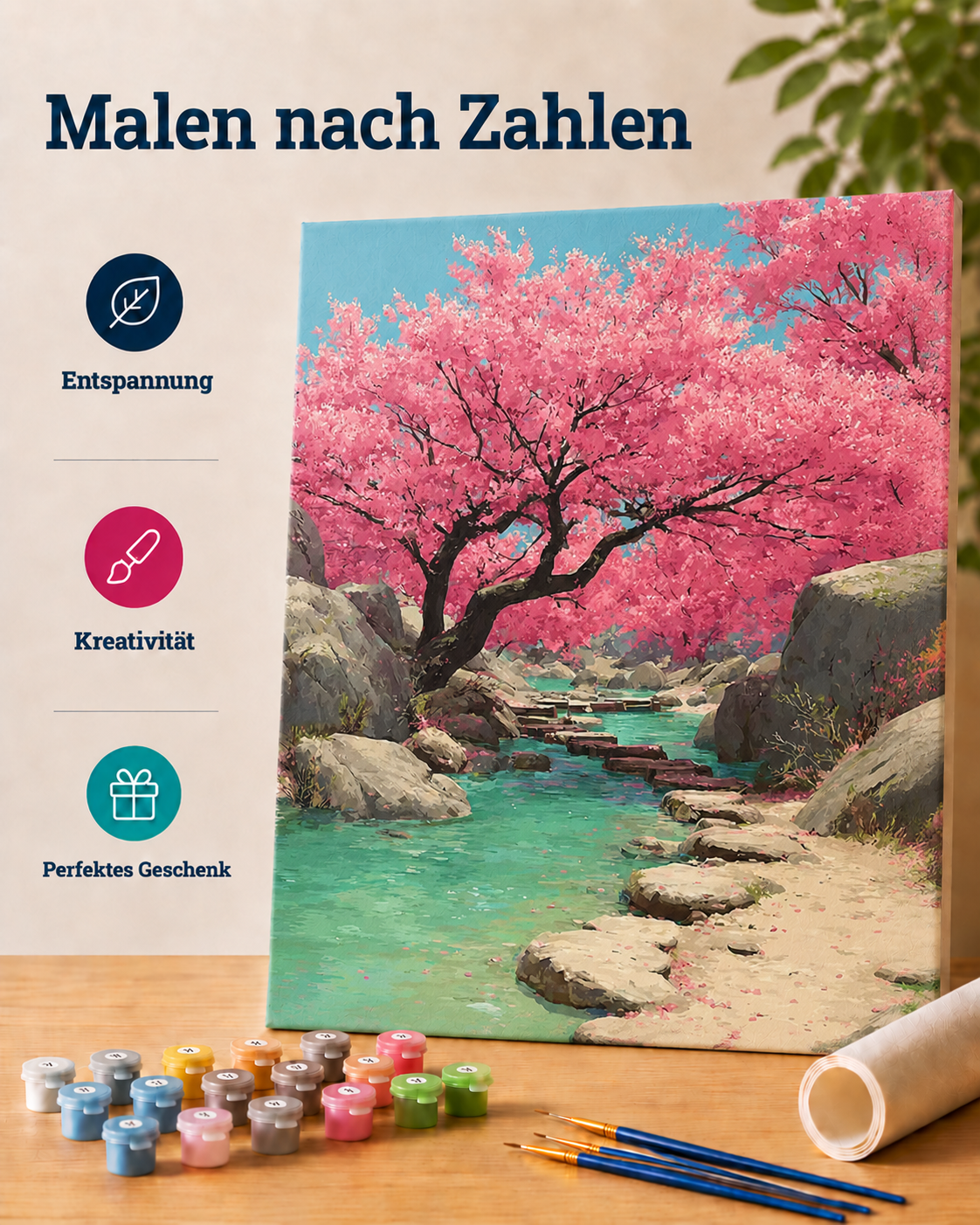 Malen nach Zahlen - Kirschblüten Landschaft