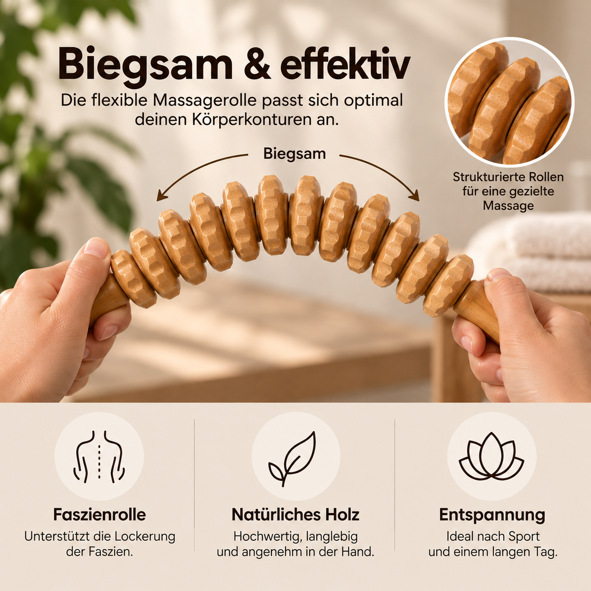 Premium Holz Faszienstab