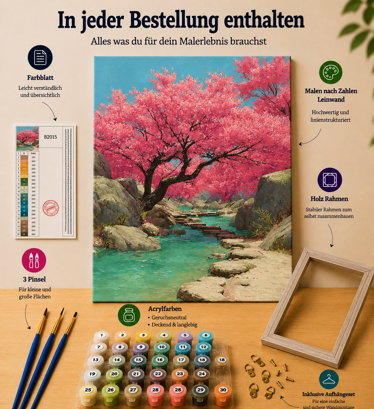 Malen nach Zahlen - Kirschblüten Landschaft