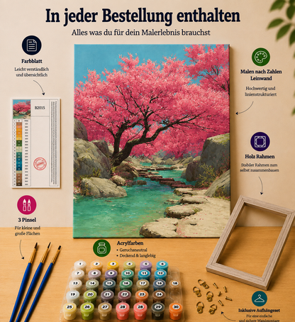 Malen nach Zahlen - Kirschblüten Landschaft