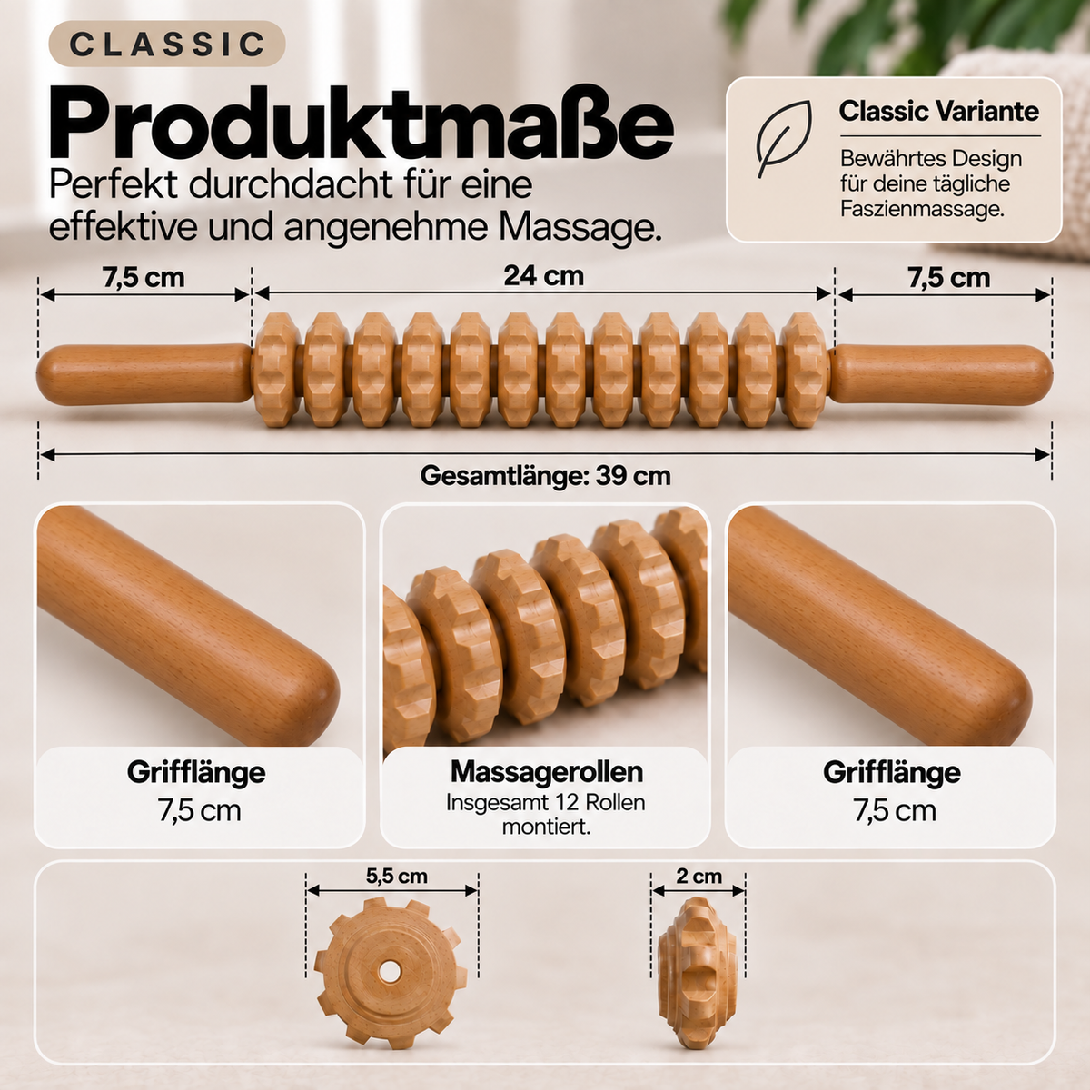 Premium Holz Faszienstab