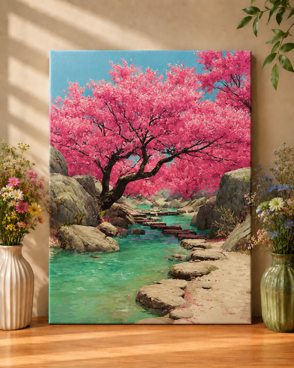 Malen nach Zahlen - Kirschblüten Landschaft